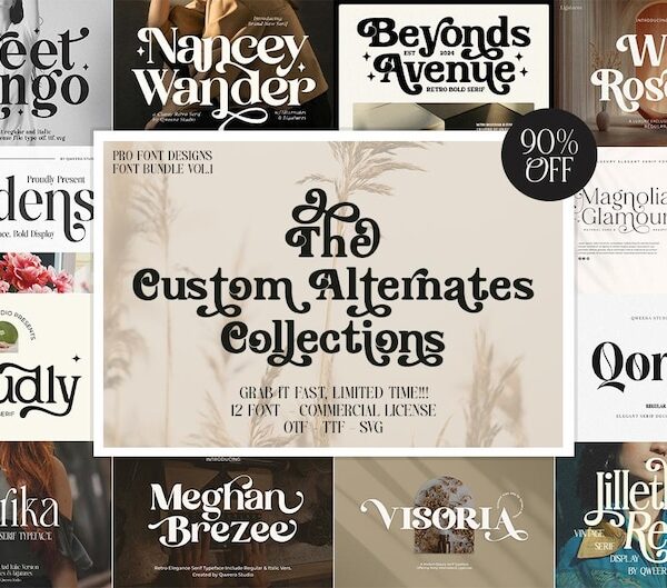Font Bundle Modern Retro & Stylish Alternates, Custom Font, Aesthetic Font, Cricut Fonts, Fonts SVG, Branding Font, Vintage Font, Cute Fonts